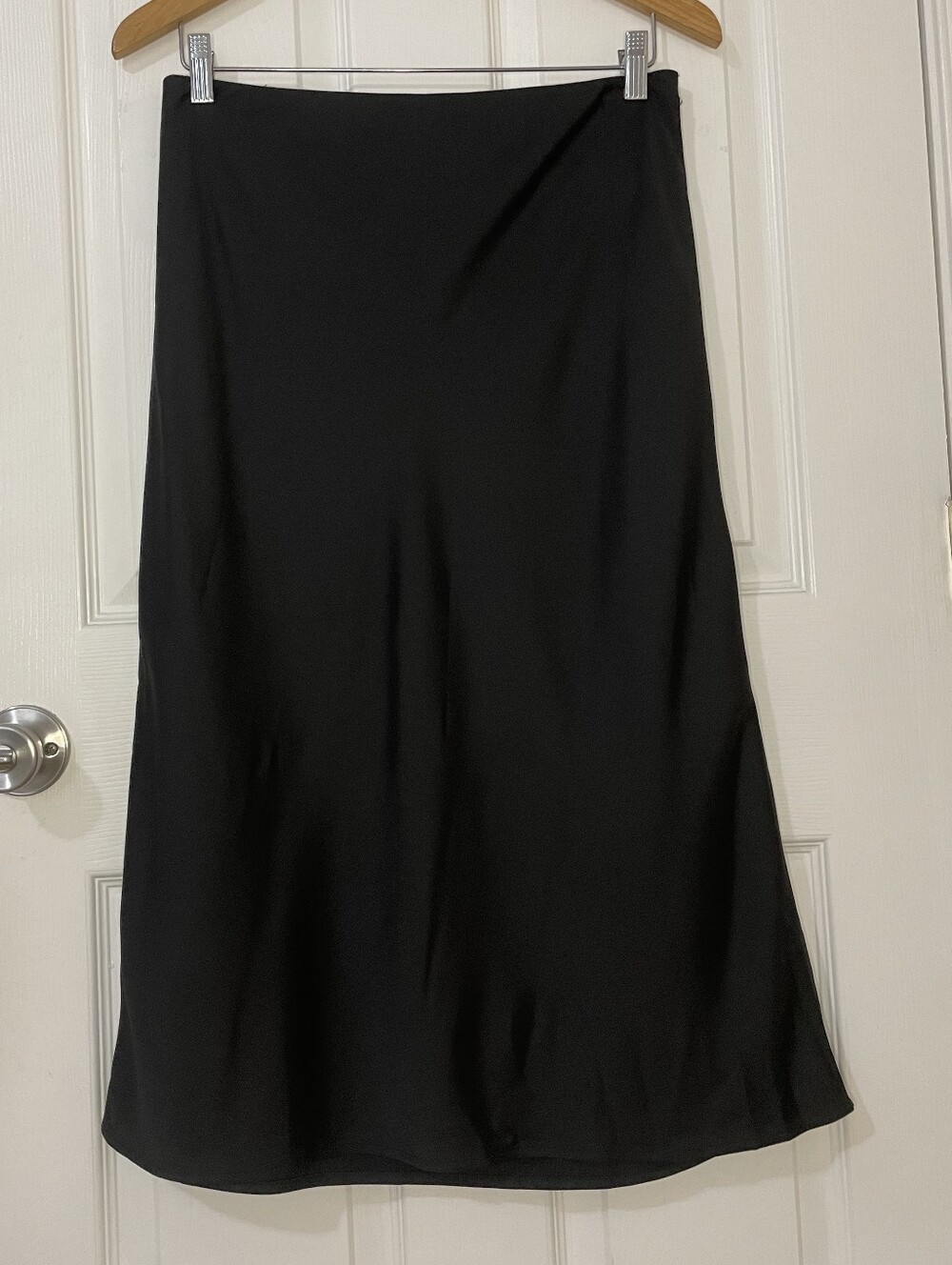 J. Crew NWT Black Satin Midi Skirt Size M